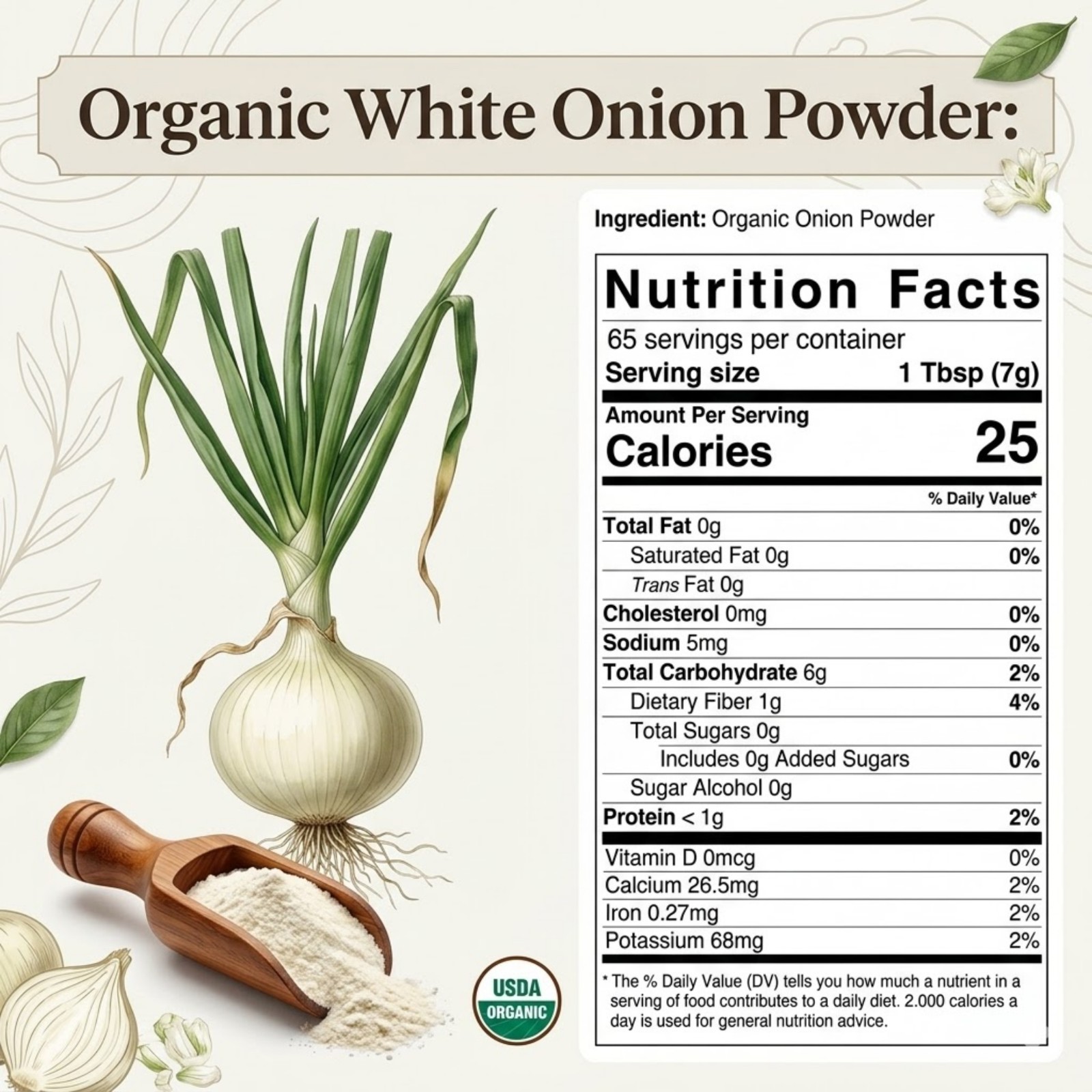 Spicy Organic Onion Powder 2 lbs | USDA Organic