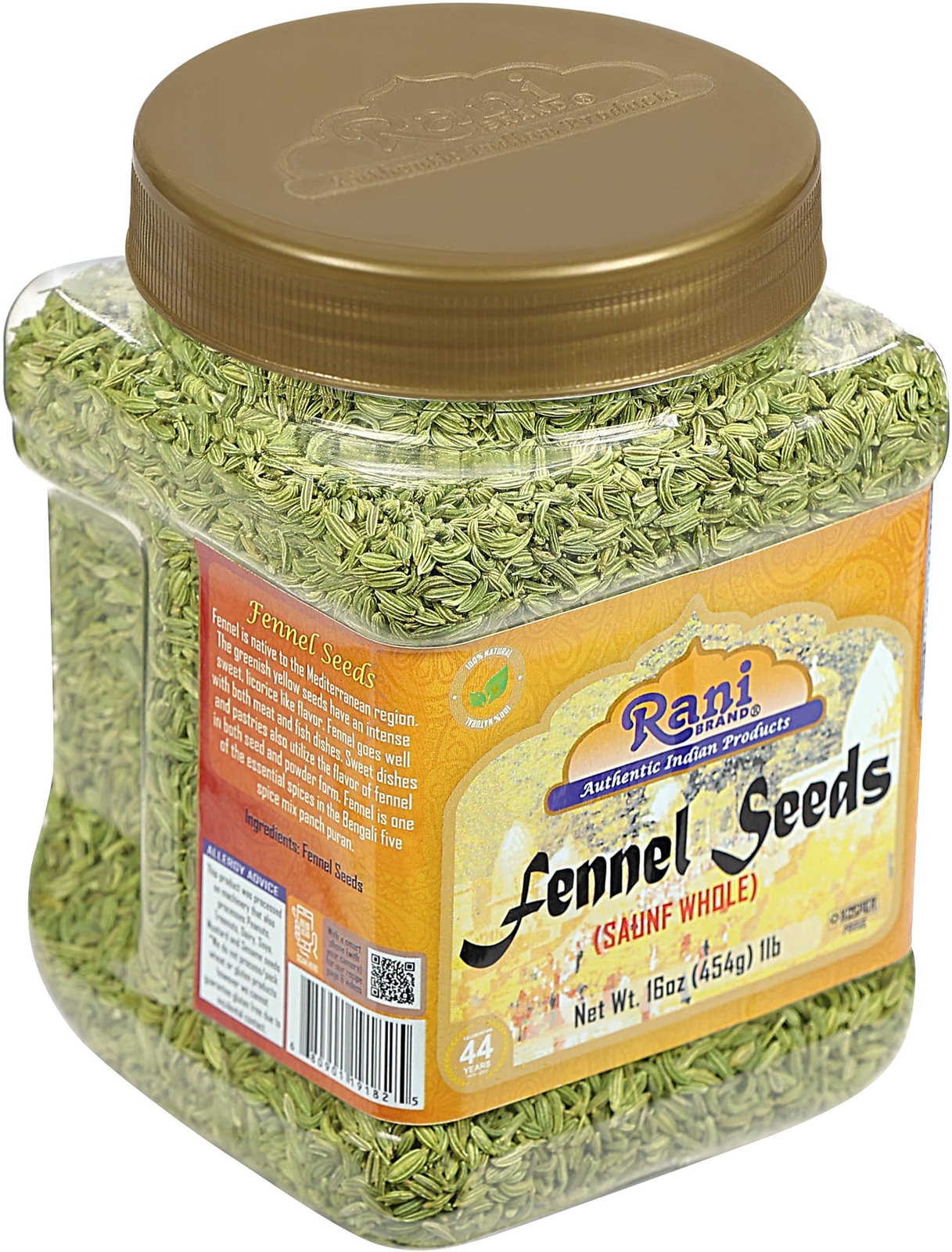 Rani Fennel Seeds (Saunf Sabut) Whole Spice 16oz (1lb) 454g PET Jar