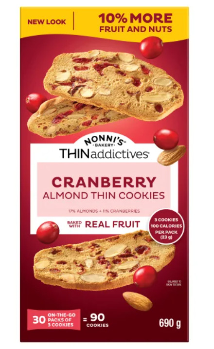 BIG BOX 24oz./1.5lbs./681g./30packs Thin Addictives, Almond Thins Cranberry NEW
