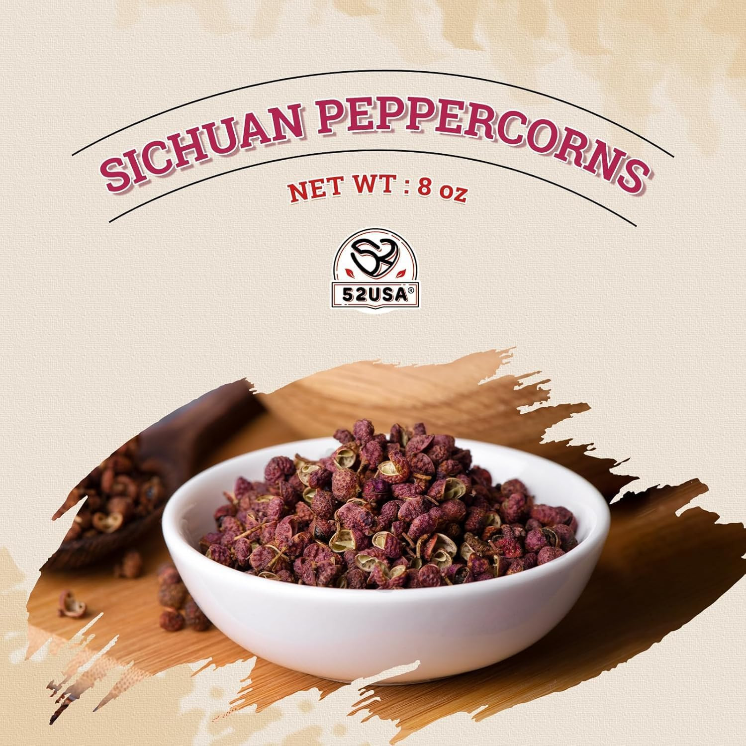 52USA Szechuan Peppercorns, Sichuan Peppercorns 8Oz Bottle –Authentic Whole Red