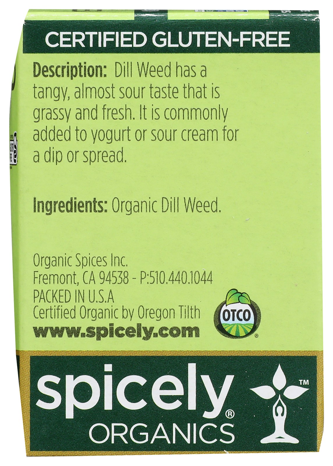Organic Dill Weed By Spicely Organics 1 Oz Spices 6 Pack