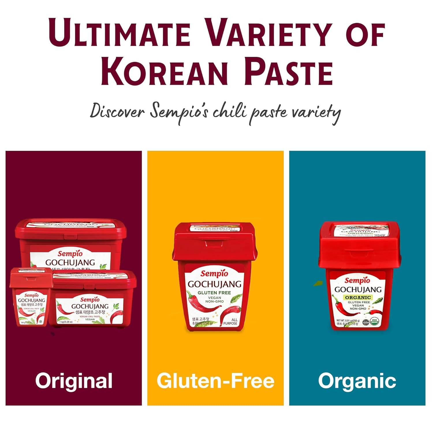 Gochujang Vegan Korean Red Chili Pepper Paste – Gluten Free: Sweet Spicy Savory