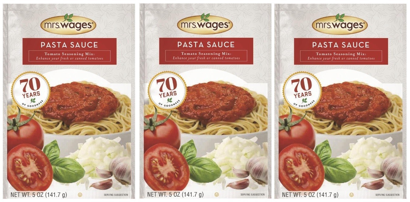 Mrs. Wages Pasta Sauce Tomato Seasoning Mix, 5 oz (3 Packets)