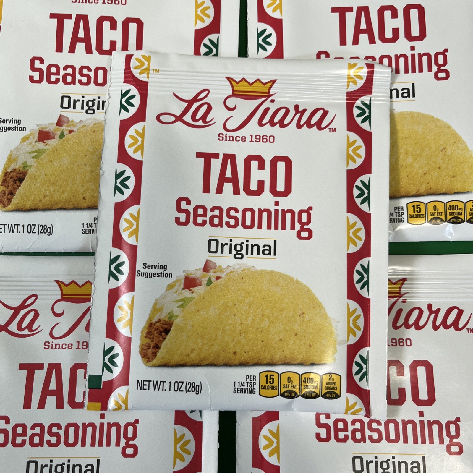 5 Packs La Tiara Taco Seasoning Original Flavor 1oz Exp 04/27 New Production