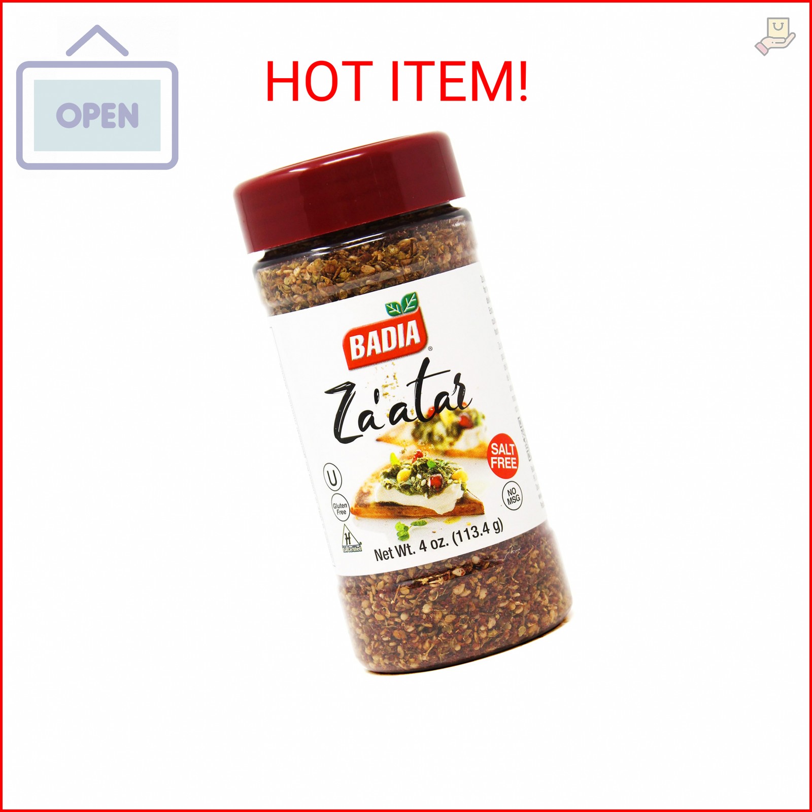 Badia Za’atar Mediterranean Seasoning Zaatar Blend, 4 oz – Sesame Seeds, Sumac,