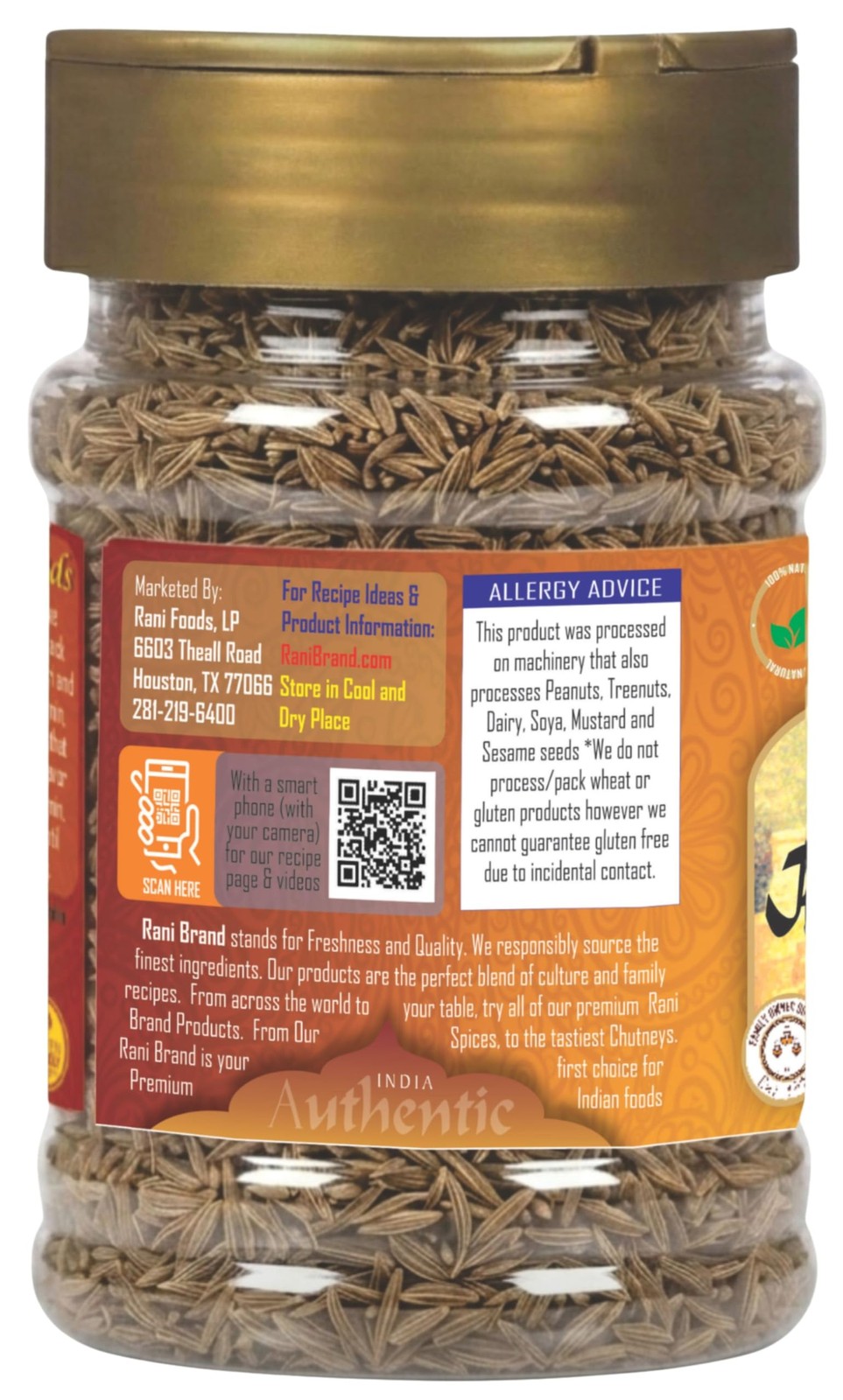 Rani Black Cumin Seeds (Kala Jeera / Bunium bulbocastanum) 3oz (85g)