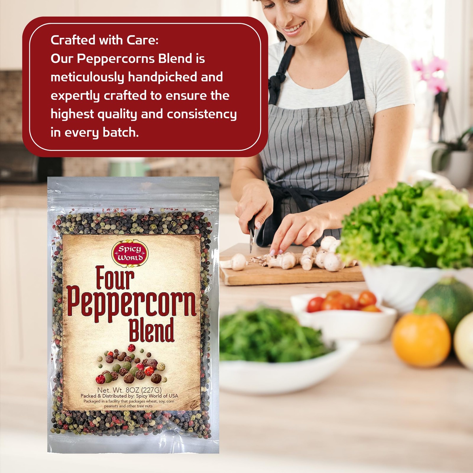 Spicy World Four Peppercorn Rainbow Blend in Resealable 8 Ounce (Pack of 1)
