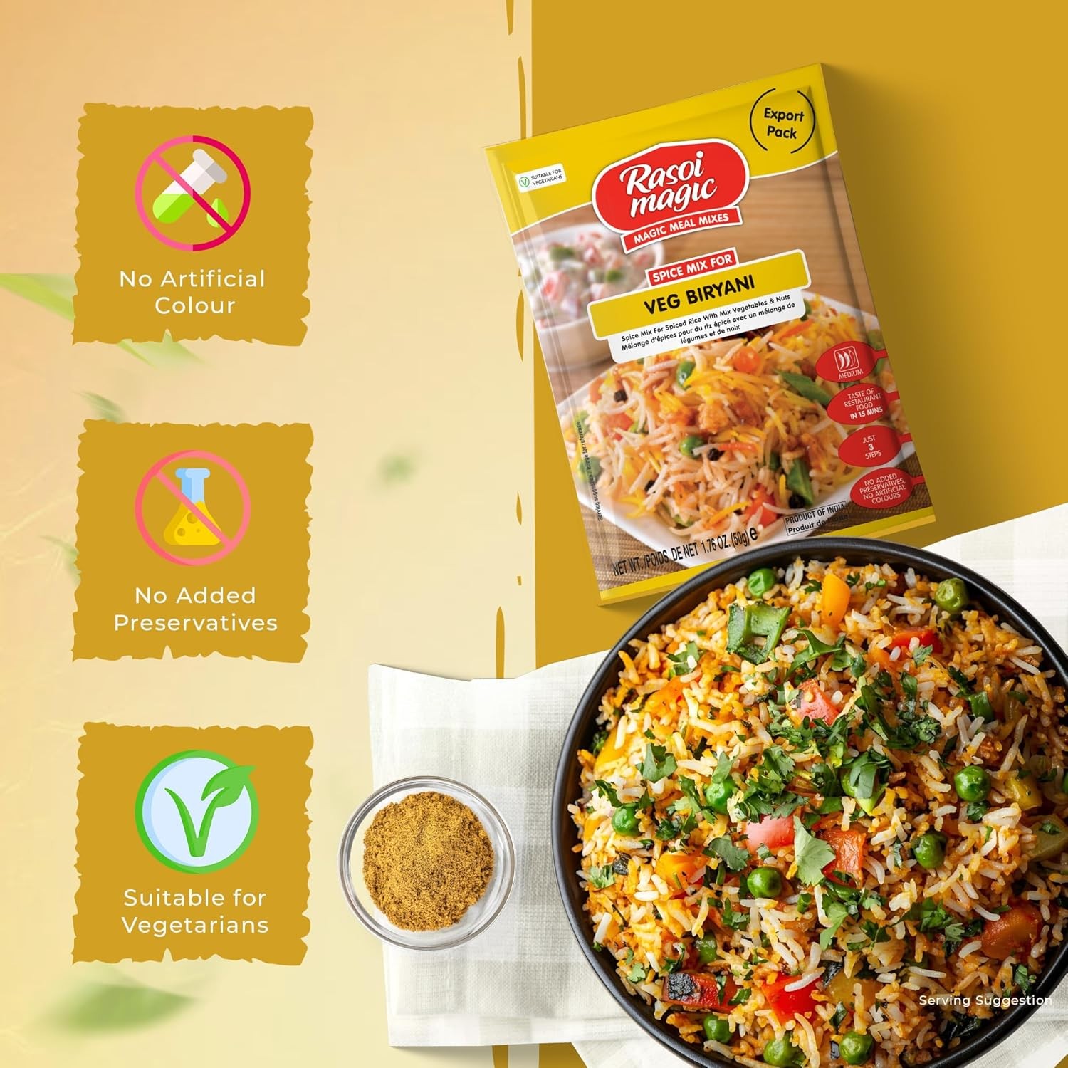 Rasoi Magic Spice Mix for Vegetable Biryani Masala 50g (Pack of 3)