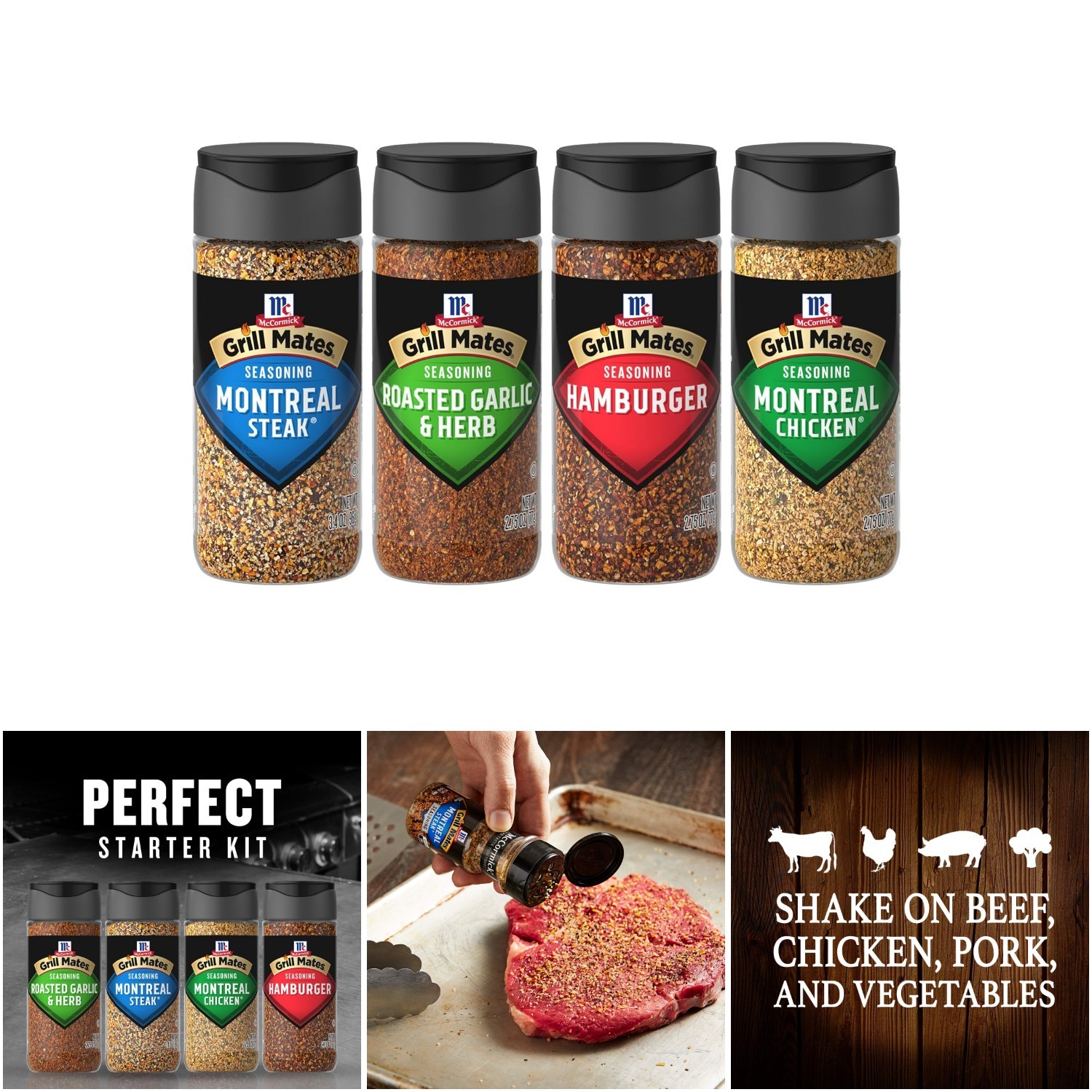 Grill Mates Spices Variety Pack 4 Count Montreal Steak Chicken Roasted Garlic
