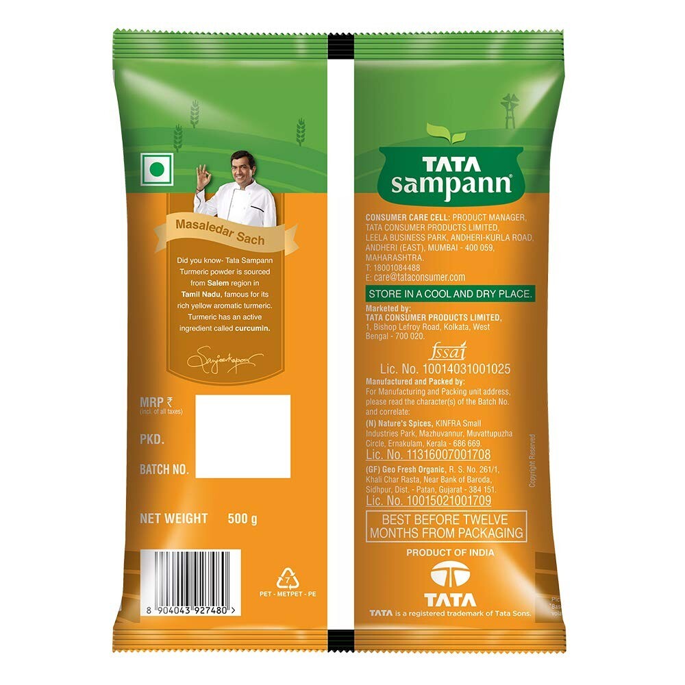 Tata Sampann Turmeric Haldi Powder with Natural Oils 500 g, Free Ship