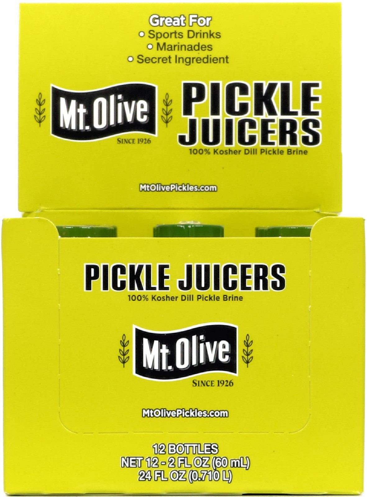 Mt. Olive Pickle Juice 100% Kosher Dill Pickle Brine – 12 pk – 2 fl oz bottles