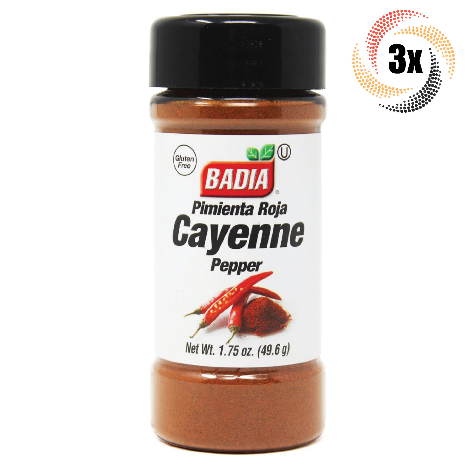 3x Shakers Badia Cayenne Pepper Seasoning | 1.75oz | Gluten Free | Pimienta Roja