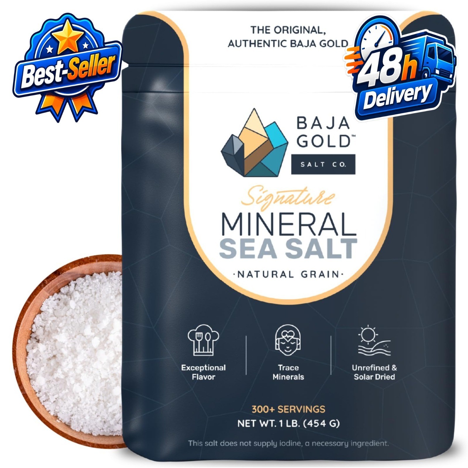 Baja Gold Mineral Sea Salt – Organic Natural Grain Salt for Cooking & Baking