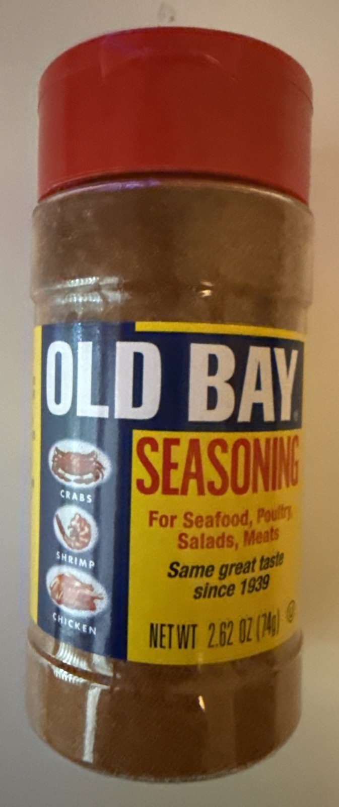 OLD BAY Gluten Free Shaker Bottle Seafood Seasoning 2.62oz, 74g.