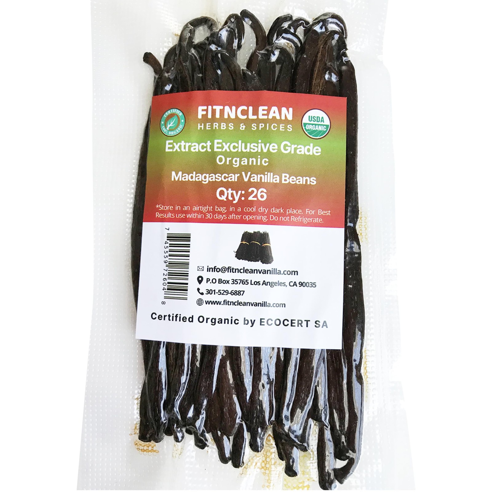 26 Organic Madagascar Vanilla Beans Extract Exclusive Grade B| 4.5″ – 5.5″ by…