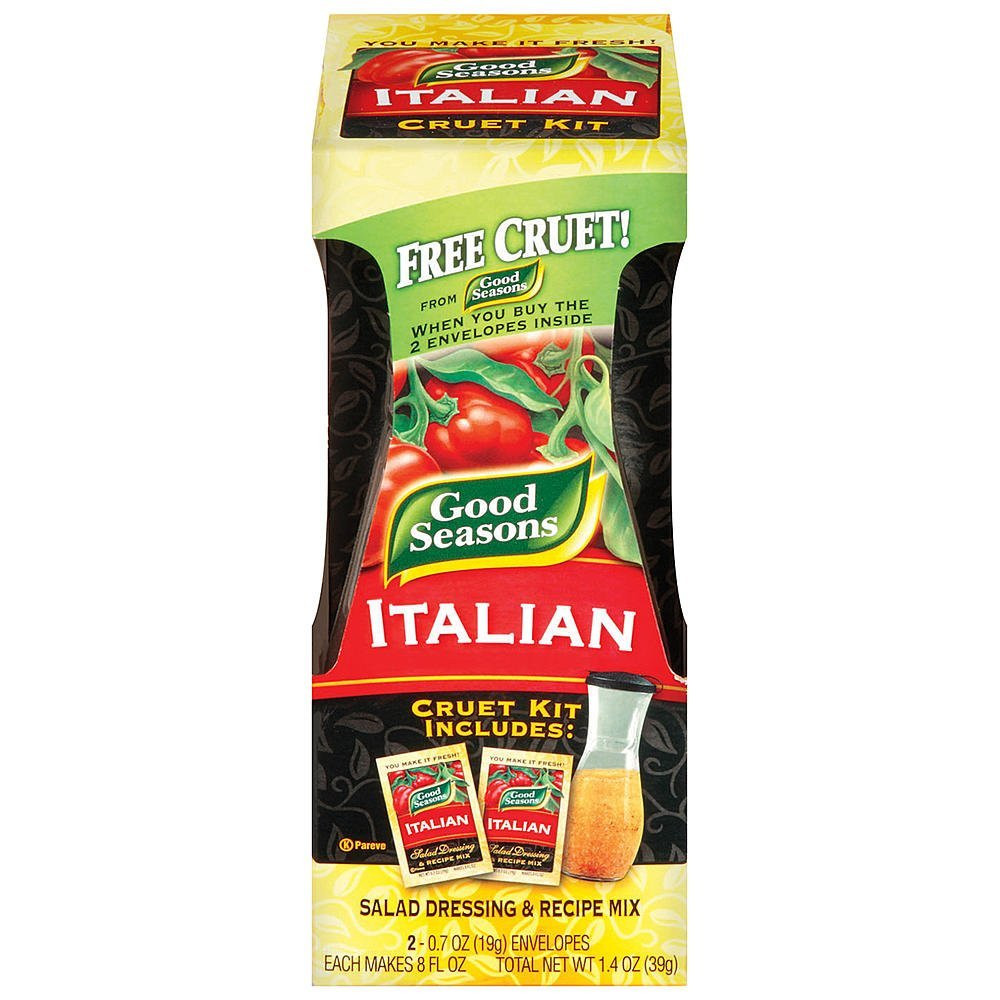 Good Seasons Salad Dressing and Recipe Mix with Cruet, Italian, 2 Count (Pack of