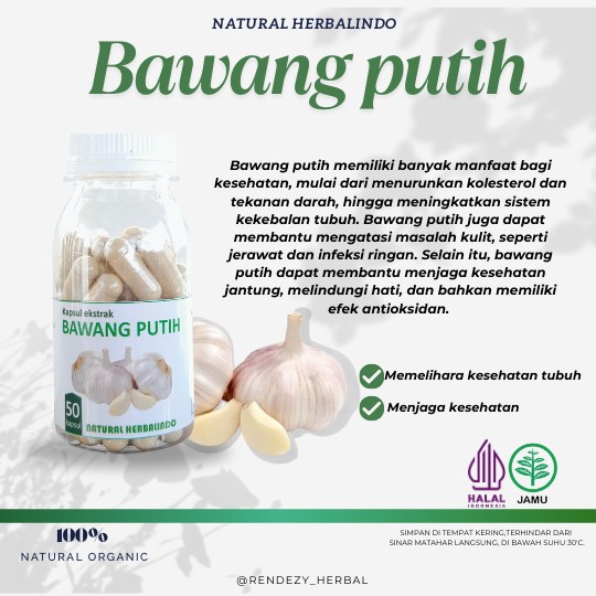 Indonesian Garlic Extract Capsules 50pcs Natural Herbal Supplement