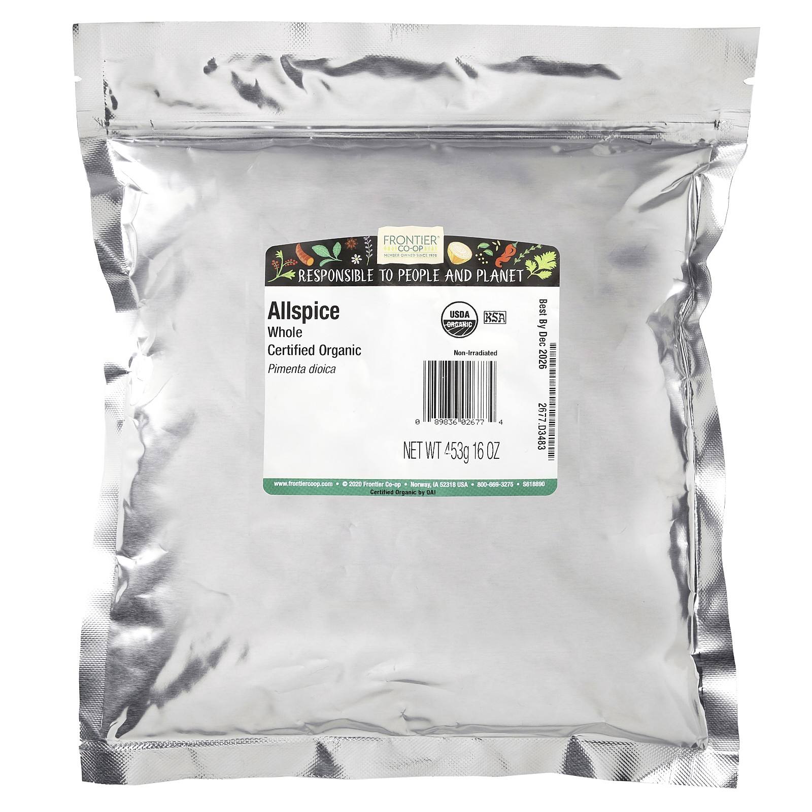Organic Whole Allspice, 16 oz (453 g)