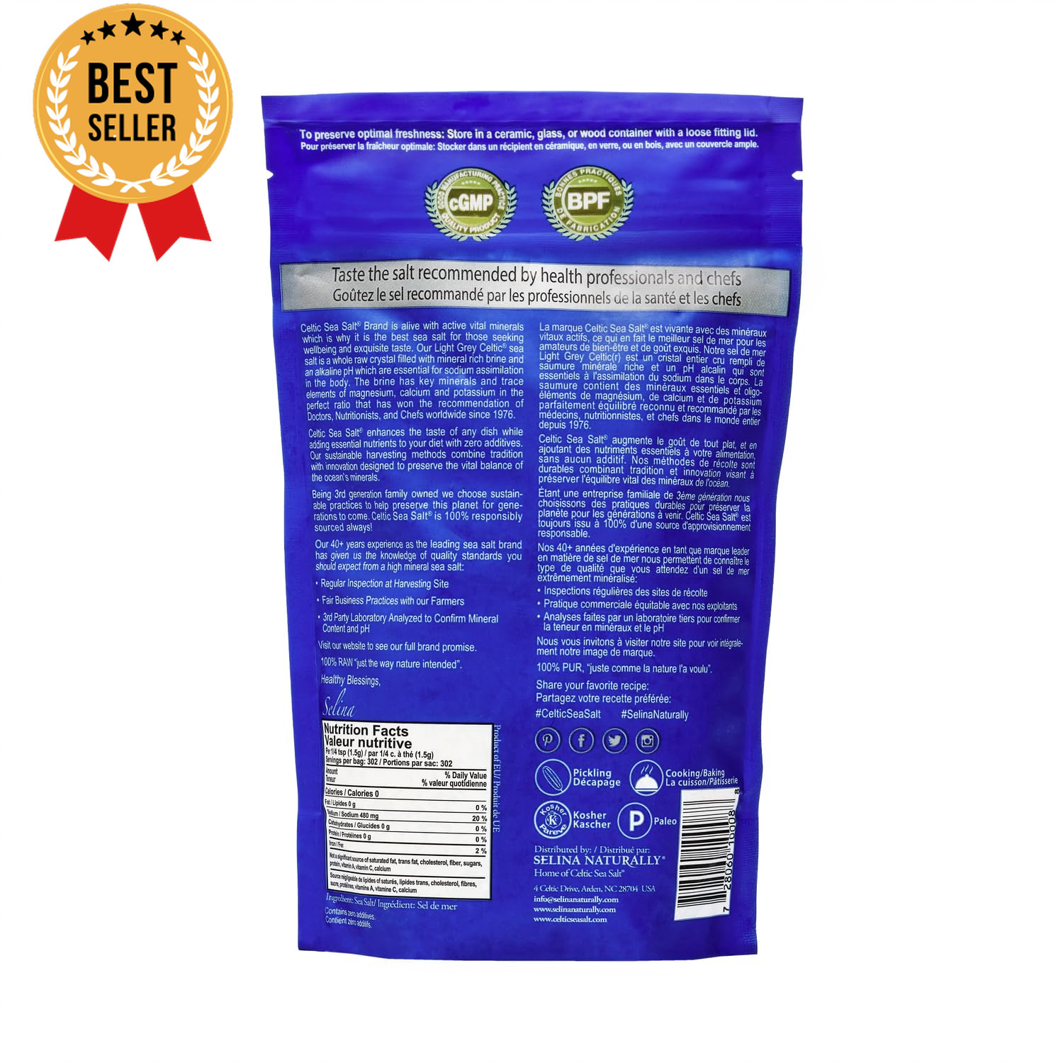 Light Grey Sea Salt 1lb Unrefined Mineral Salt Resealable Bag Hand-Harvested