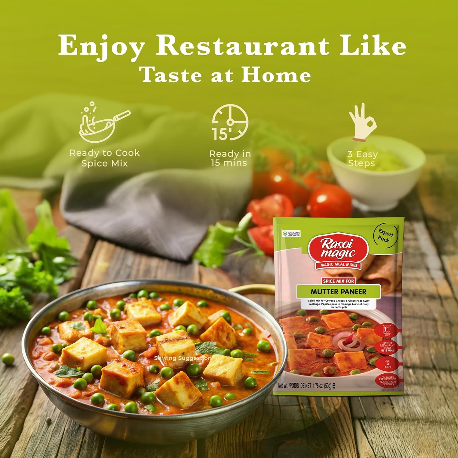 Rasoi Magic Spice Mix for Mutter Paneer 50g | Ready to cook