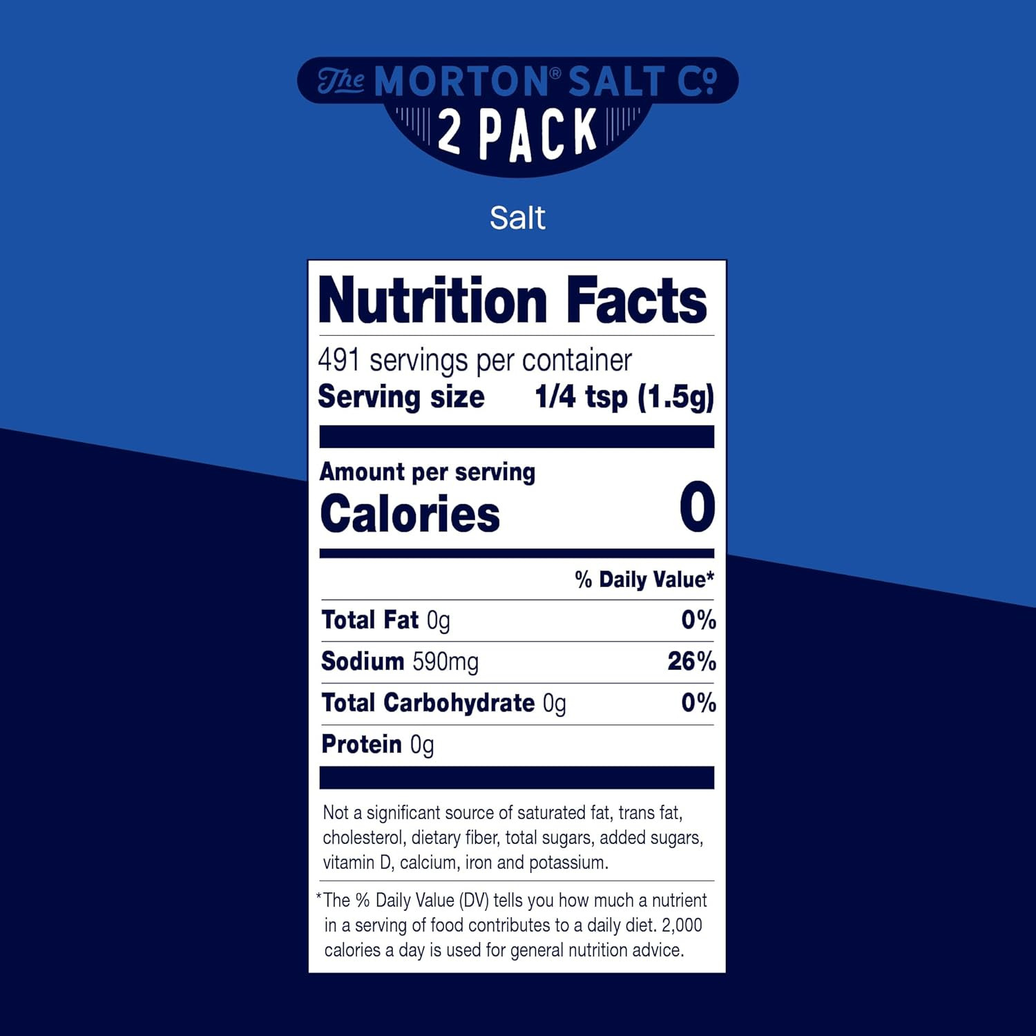 Plain Salt, (26 Oz), 2-Pack – All-Purpose, Non-Iodized Salt, Perfect for Cooking