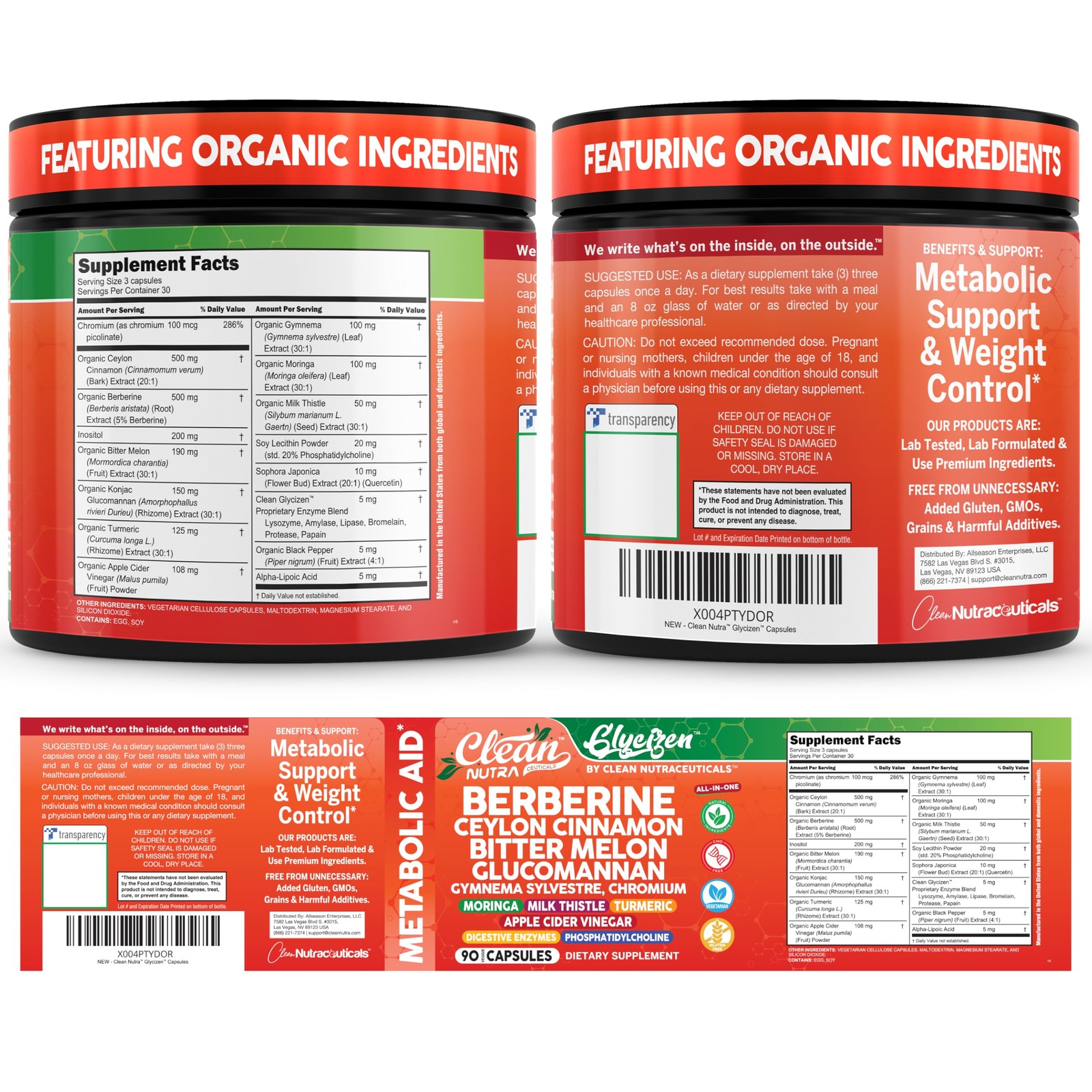 Clean Nutra Berberine and Ceylon Cinnamon Supplement 90 Count (Pack of 1)