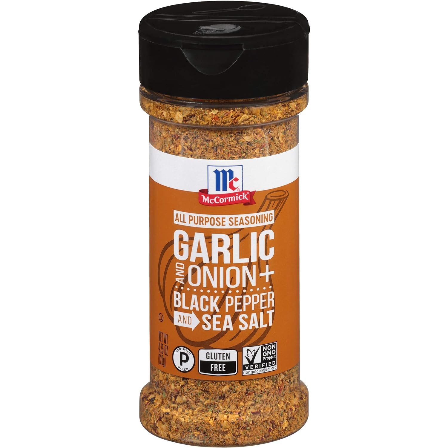 Garlic and Onion, Black Pepper and Sea Salt All Purpose Seasoning, 4.25 Oz