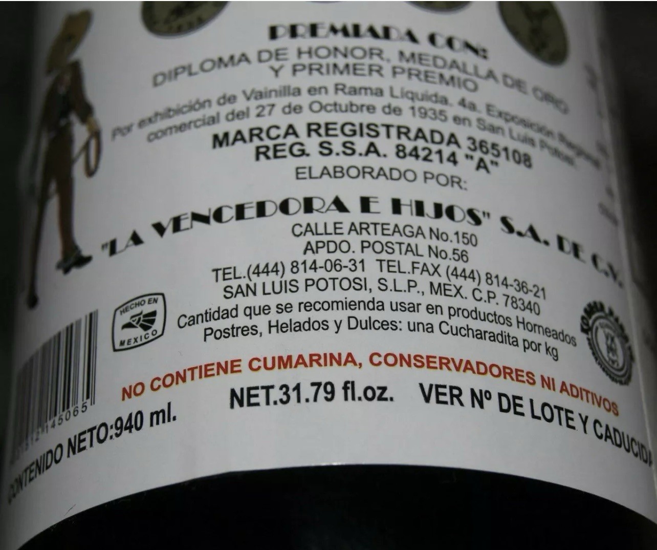 3 X La Vencedora Mexican Vanilla Glass Bottle 31oz Each From Mexico