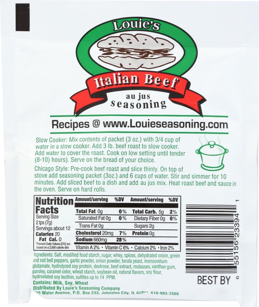 Louie’s Italian Beef Au Jus Seasoning 1oz Pack of 6 for Delicious Roasts