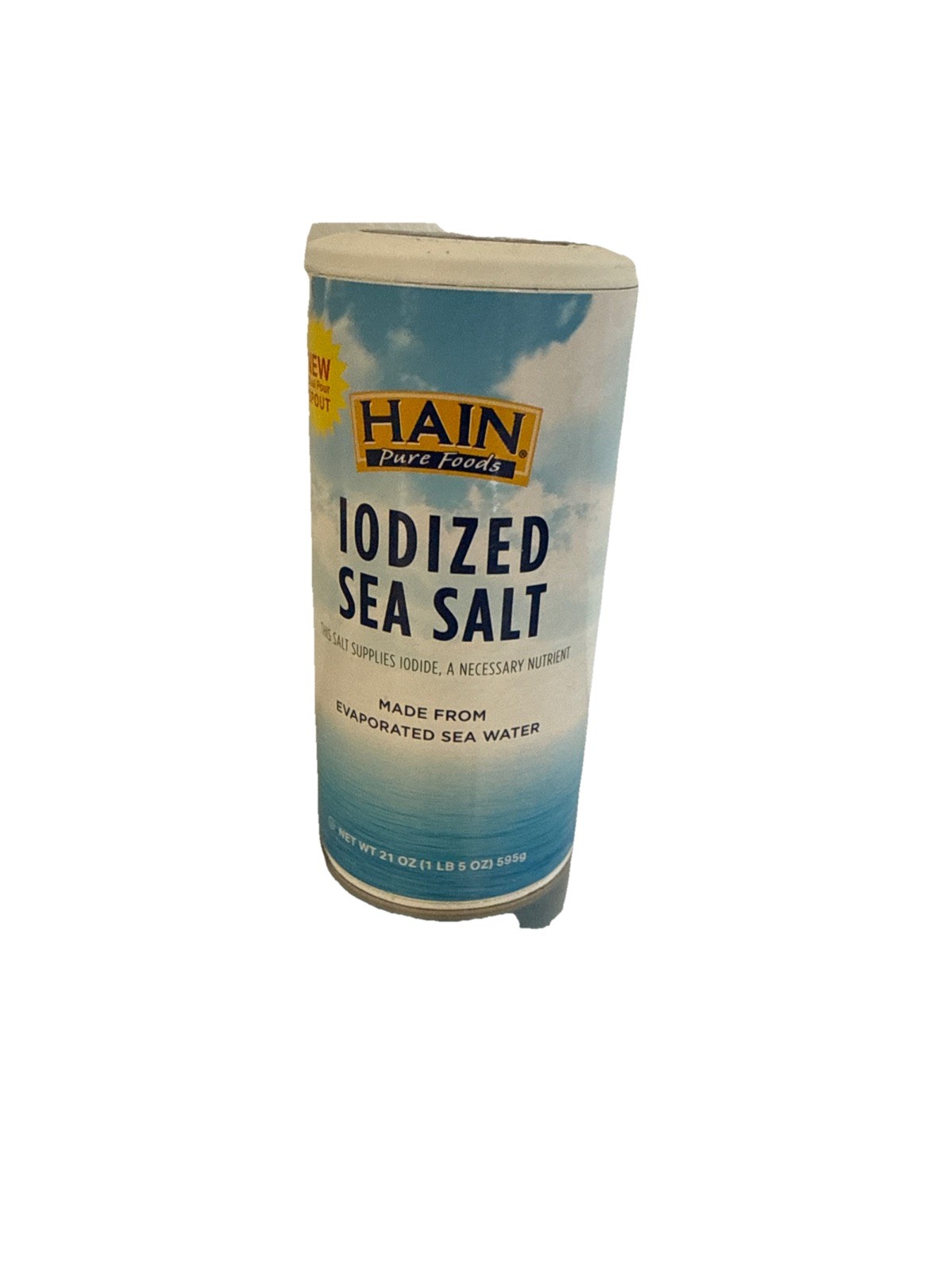 MINT CONDITION Hain Pure Foods Iodized Sea Salt, 21 Oz