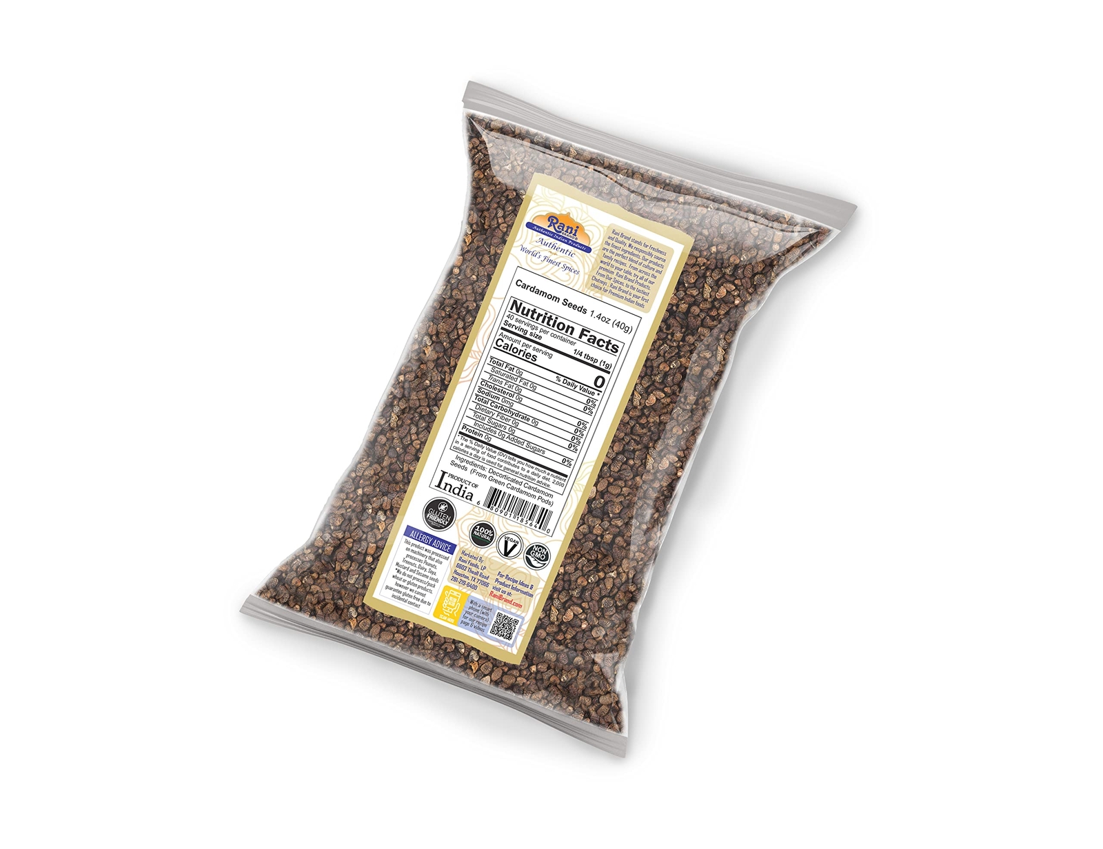 Rani Cardamom (Elachi) Decorticated Seeds Indian Spice 1.4oz (40g)