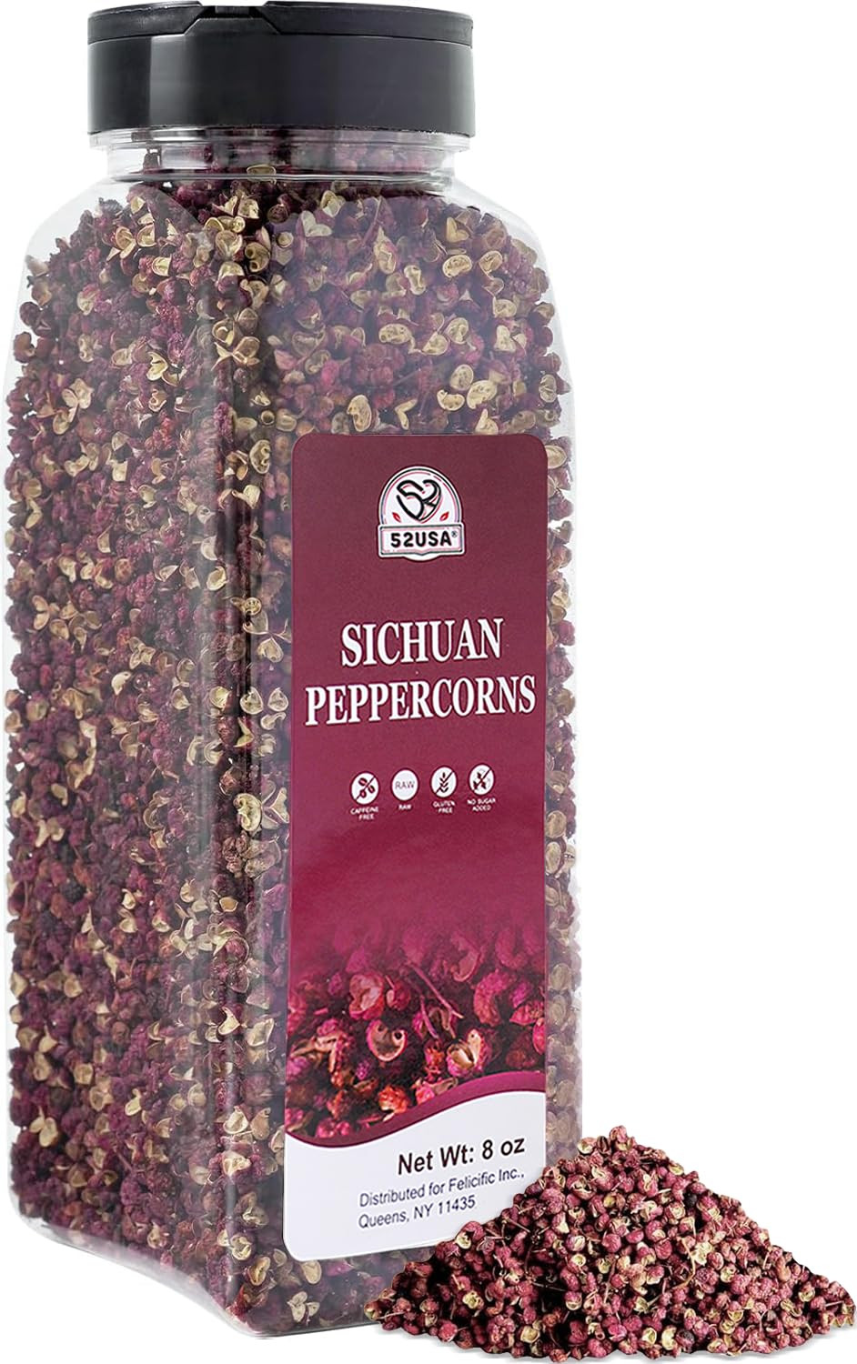 52USA Szechuan Peppercorns, Sichuan Peppercorns 8Oz Bottle –Authentic Whole Red