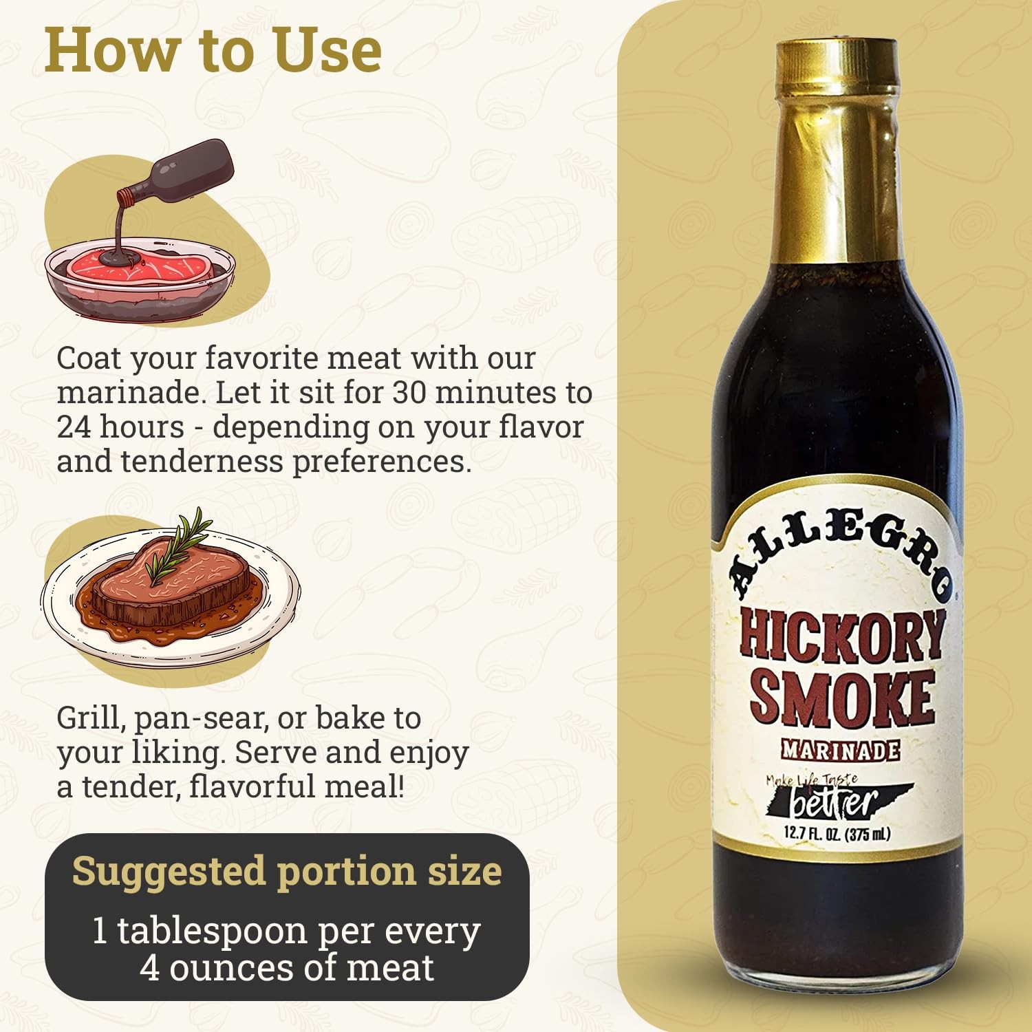 Allegro Marinade, Hickory Smk, 12.70-Ounce Glass Bottle (Pack of 6)
