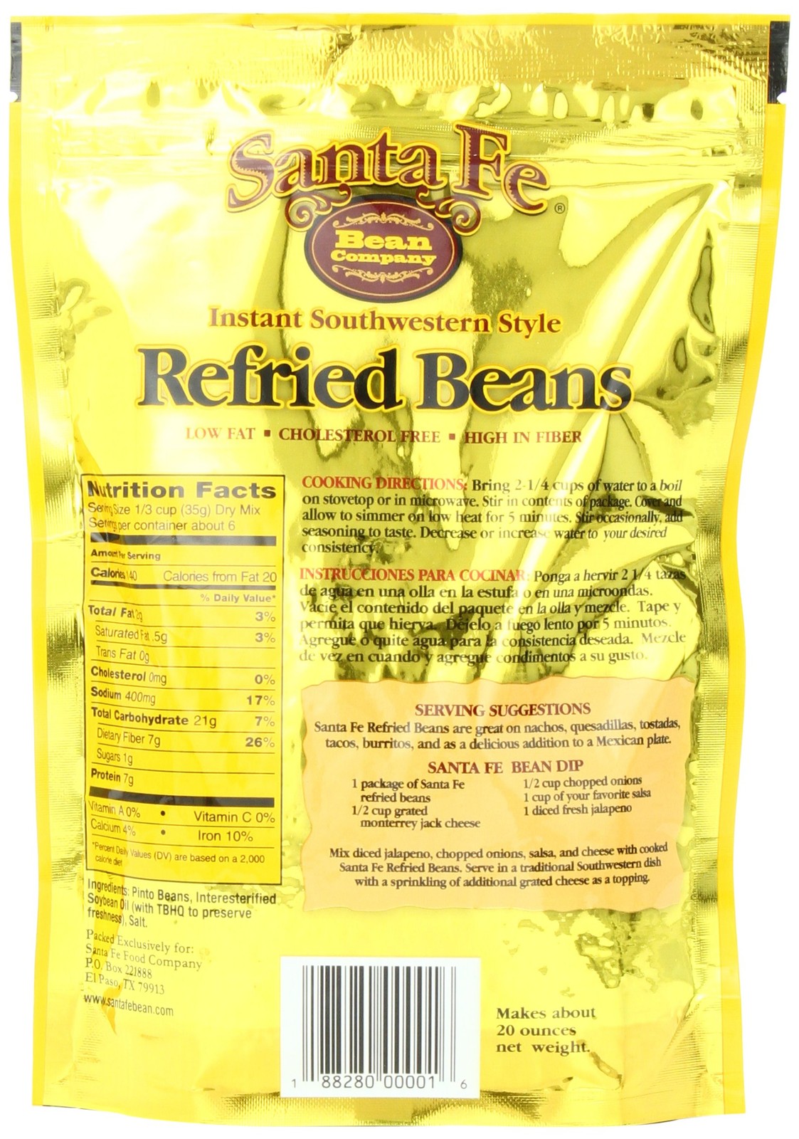 Company Instant Southwestern Style Refried Beans 7.25-Ounce (Pack of 8) Insta…