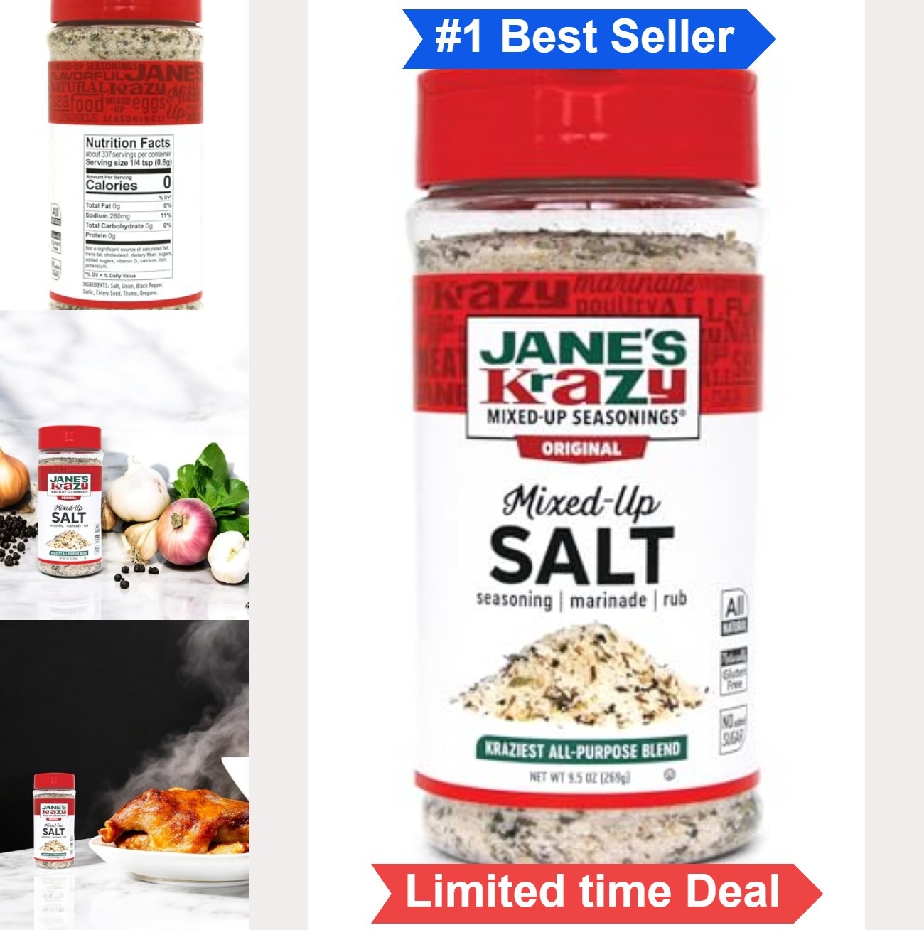 Seasoned Salt 9.5oz Canister No MSG Mixed Up Salt for Cooking Fusion Cuisine