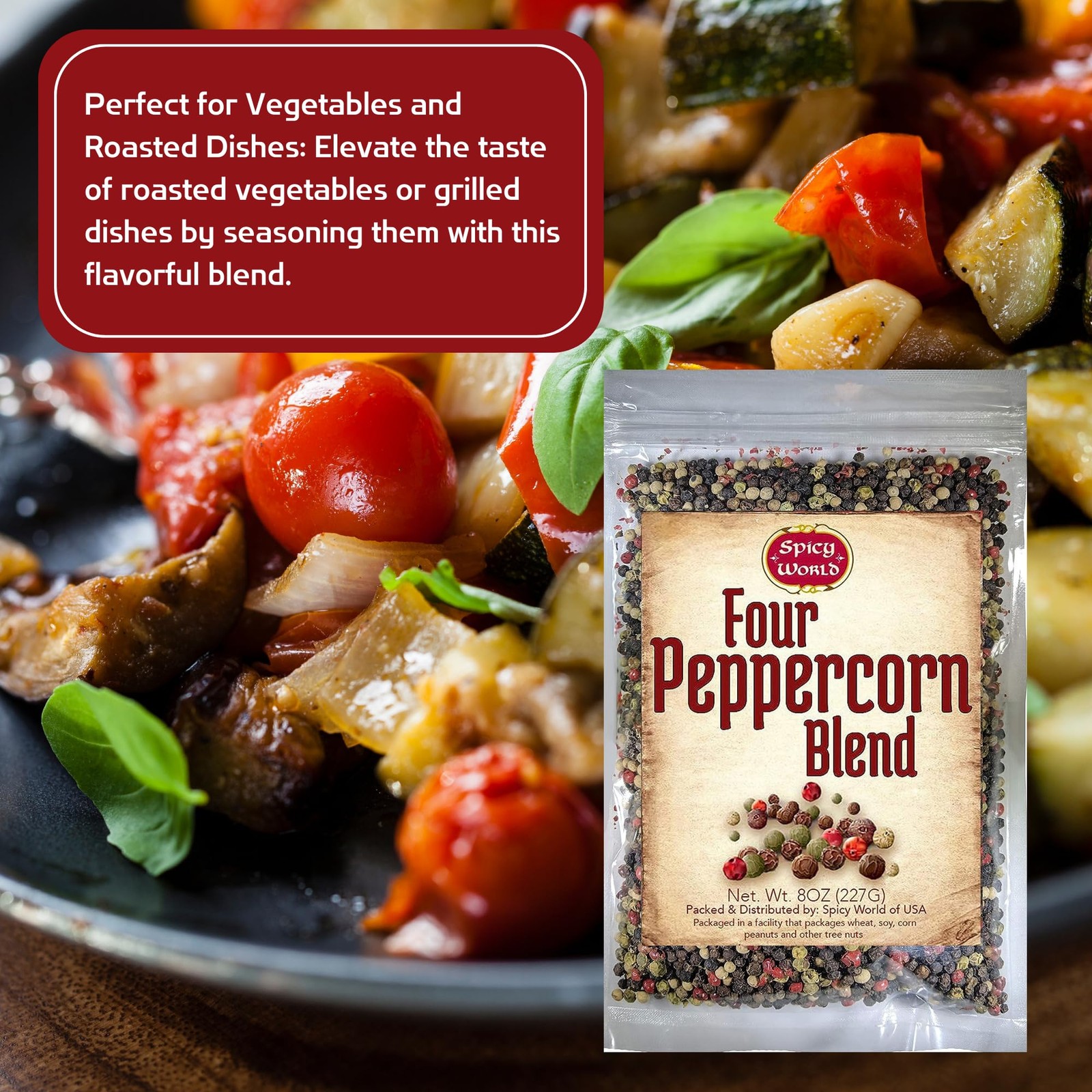 Spicy World Four Peppercorn Rainbow Blend in Resealable 8 Ounce (Pack of 1)