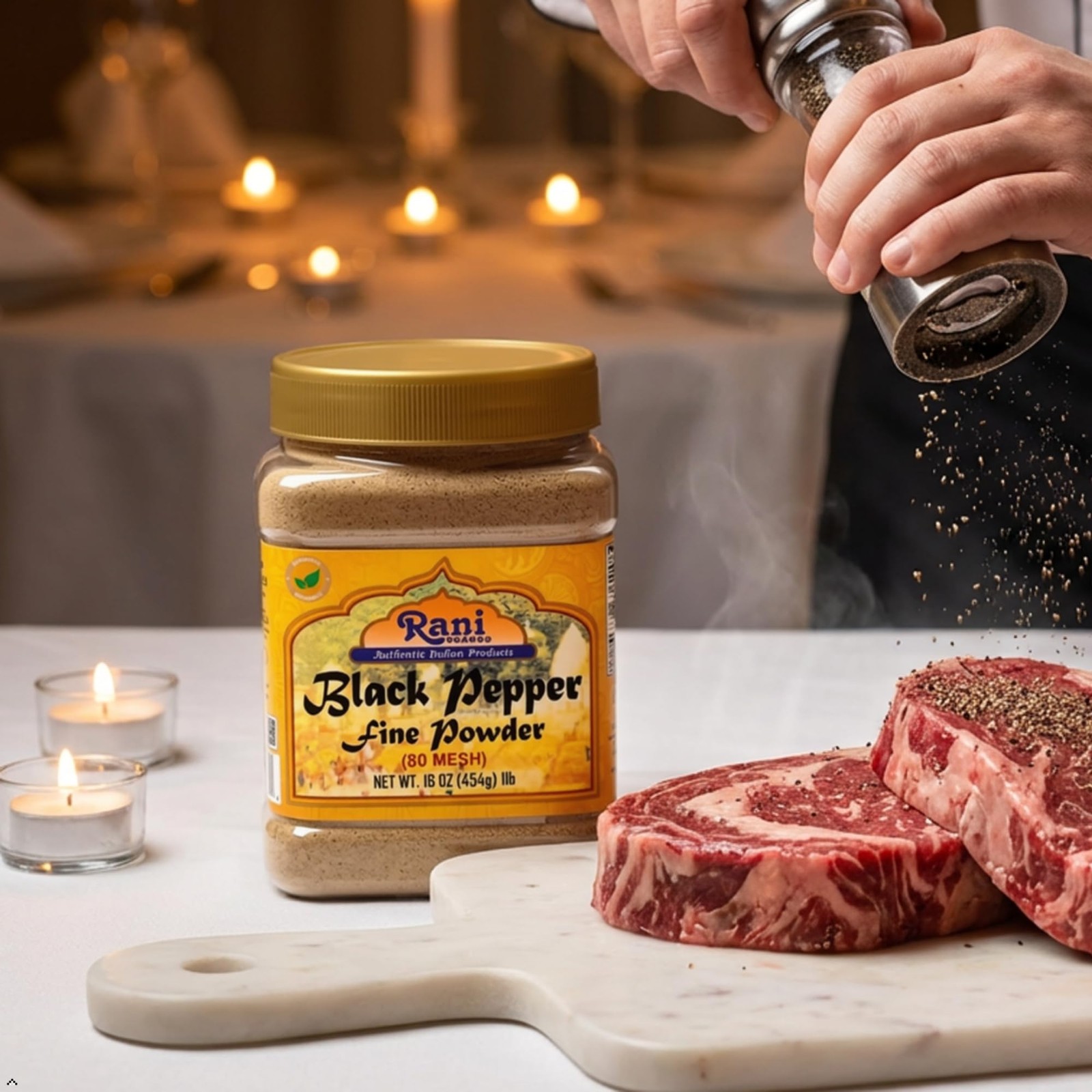 Rani Black Pepper Fine Powder 80 Mesh, Premium Indian 16oz (1lb) 454g PET Jar