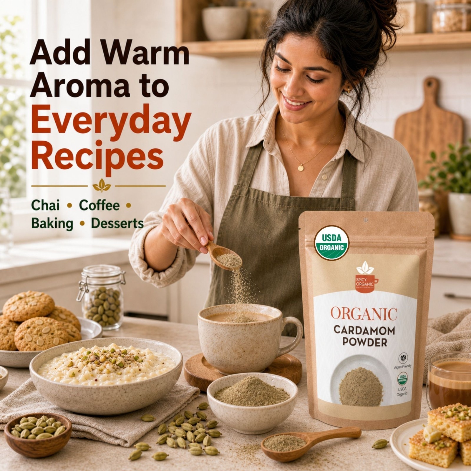Spicy Organic Cardamom Powder 2 oz | USDA Organic