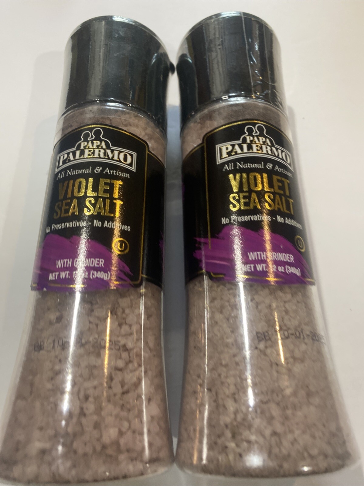 Violet Sea Salt with Grinder PAPA PALERMO 12 oz (340g) Pack of 2