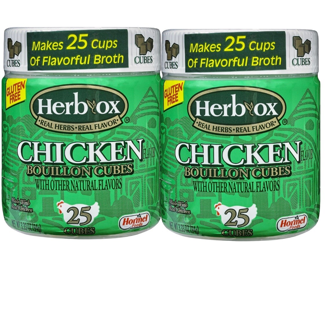 2x Herb Ox Chicken Bouillon Cubes 3.25 Oz – 25 Cubes Per Jar (Total = 50 Cubes)