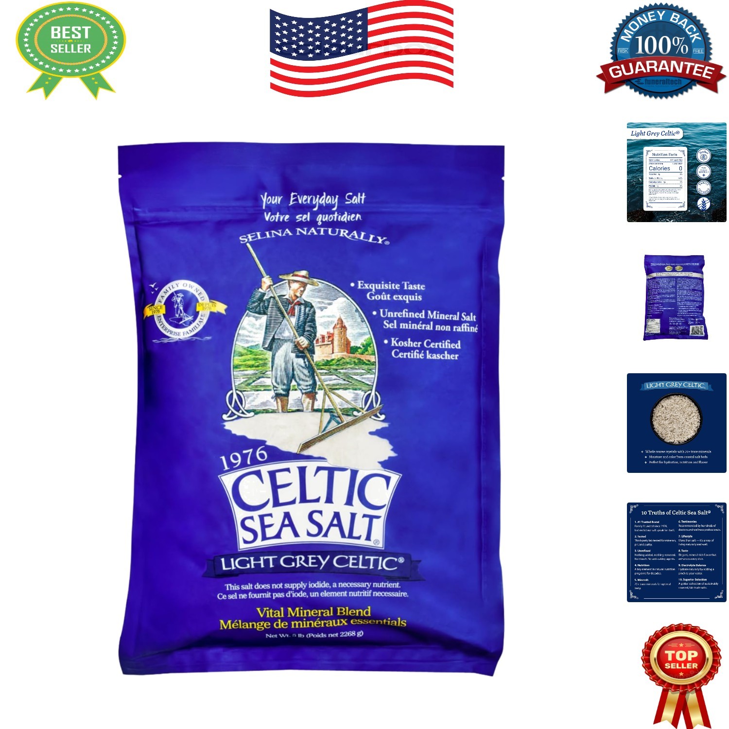 Light Grey Coarse Unrefined Mineral Salt – 70+ Trace Minerals, 5 lb Pouch