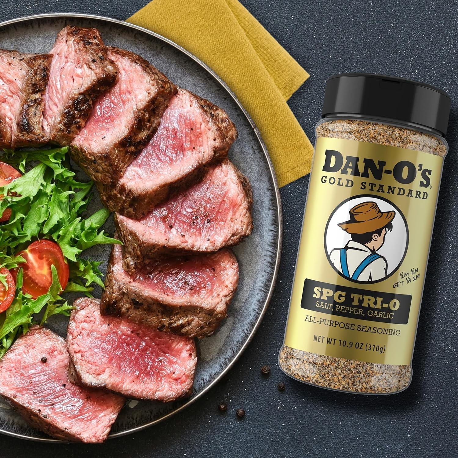 Dan-O’s SPG Tri-O Seasoning – Salt, Pepper & Garlic Blend – Medium Bottle –