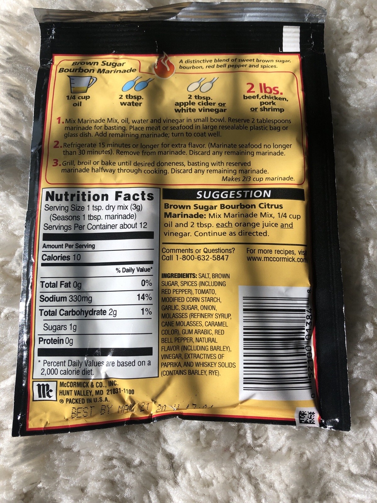 McCormick Grill Mates Brown Sugar Bourbon Marinade Mix 5 Packets