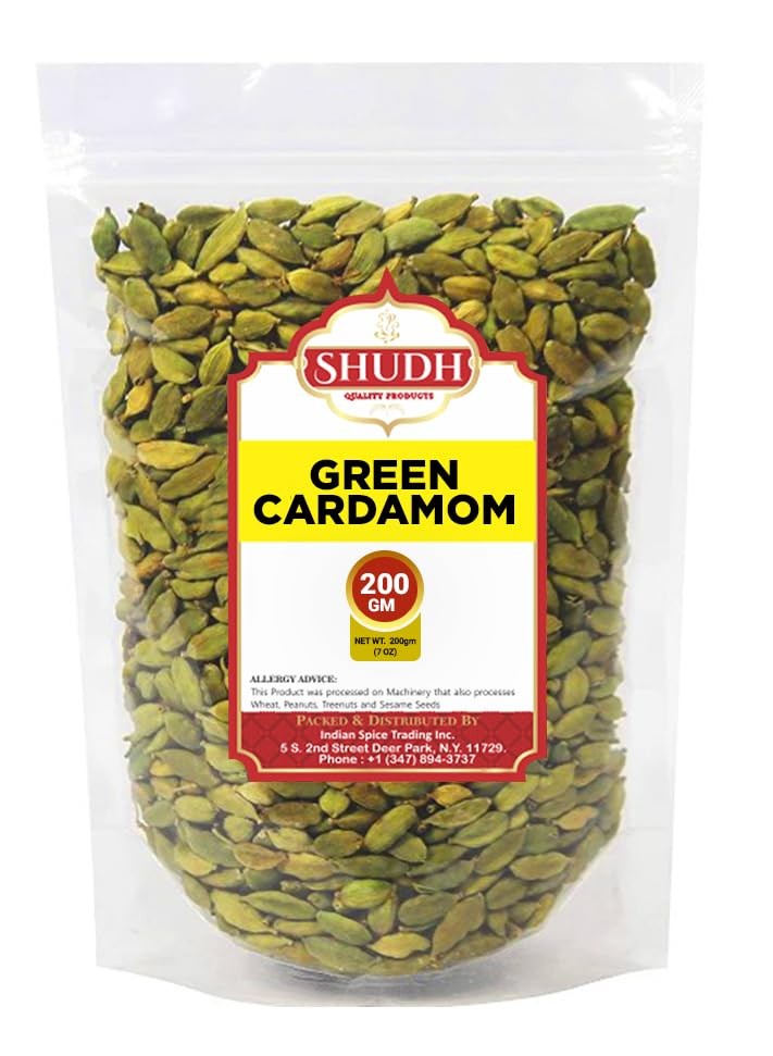SHUDH GREEN CARDAMOM 200 GM | 7 oz Green Cardamom Pods Spice (Hari Elachi) ~ …