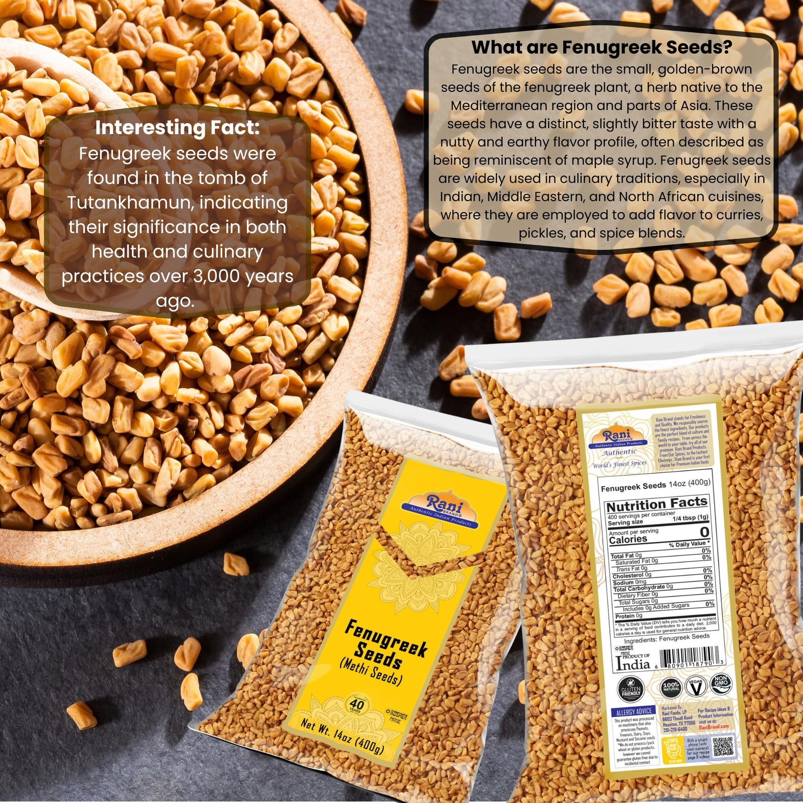 Rani Fenugreek (Methi) Seeds Whole 14oz (400g)