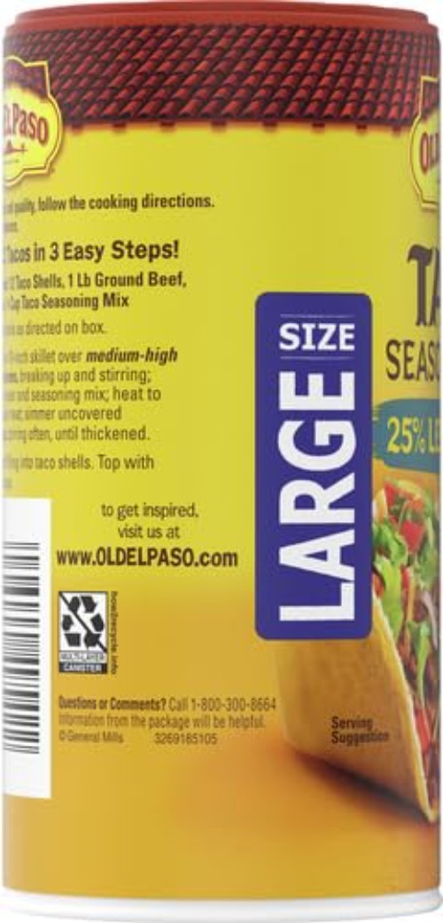 Delicious Taco Seasoning Mix, 25% Less Sodium, 6.25 oz for Everyday Cooking