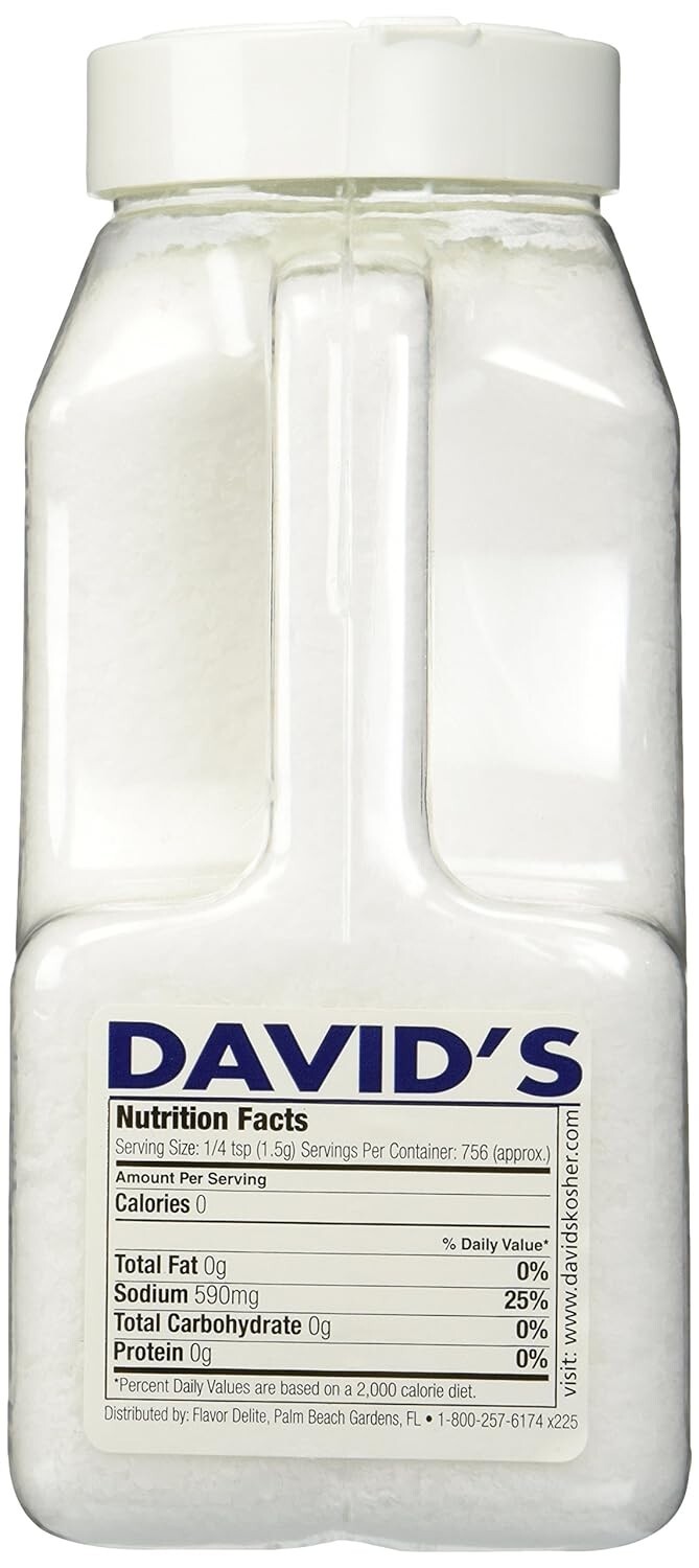 David’s Kosher Salt, Six 40 Oz Canisters