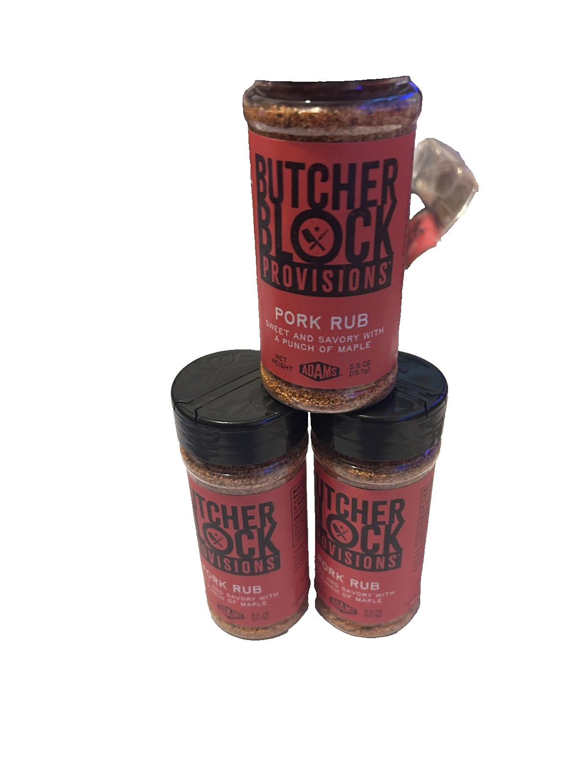 Butcher Block Provisions Pork Rub 5.5oz Sweet Savory Maple BBQ 3 Pack NEW