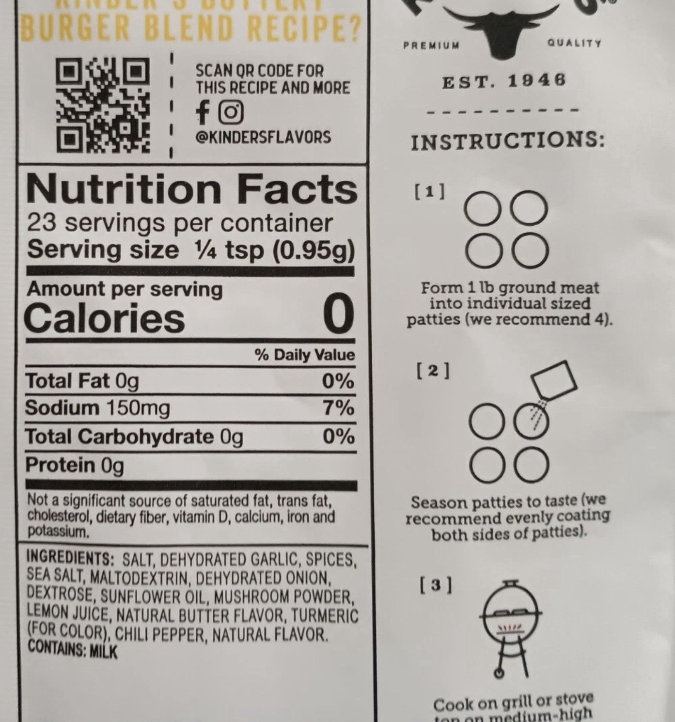 Kinder’s Burger Seasoning Buttery Burger Blend, .8oz – Pack of 3