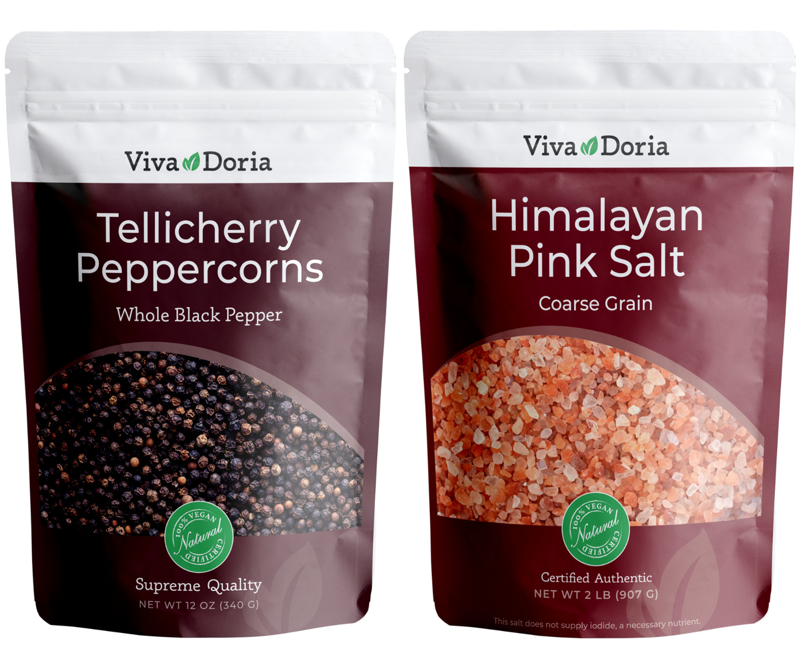 Tellicherry Peppercorn 12 oz and Himalayan Pink Salt Coarse Grain 2 lbs